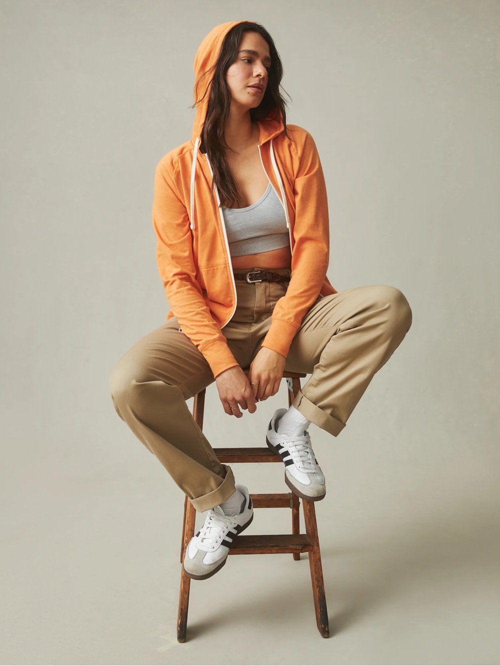 Nike Swoosh Hooded Full Zip Jacket Athletic Sporty Orange Women's L (12-14)